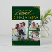 Gezegend Kerstmis ECHTE FOLIE Religieuze Vakantie  Folie Feestdagenkaart (Staand Voorkant)