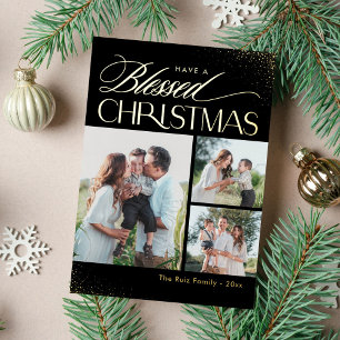 Gezegend Kerstmis ECHTE FOLIE Religieuze Vakantie  Folie Feestdagenkaart