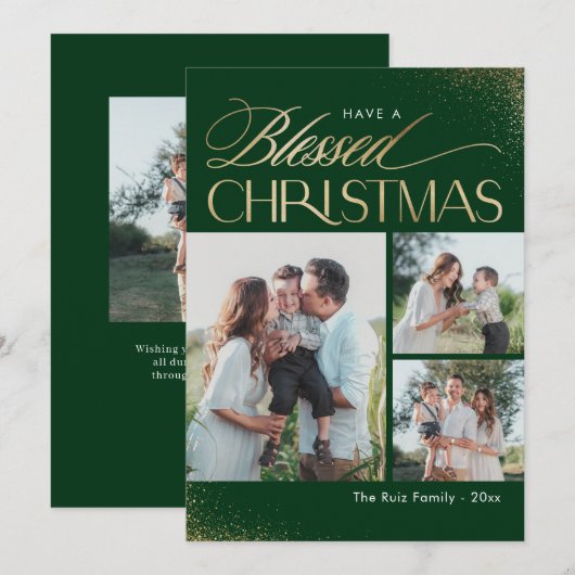 Gezegend Kerstmis Religieuze Vakantie Fotokaart Feestdagenkaart (Voorkant / Achterkant)