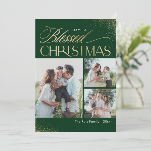 Gezegend Kerstmis Religieuze Vakantie Fotokaart Feestdagenkaart (Staand voorkant)