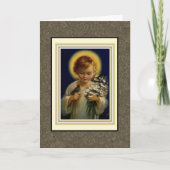 Gezegend Kind Jezus met vogels en bloemen Feestdagen Kaart (Voorkant)