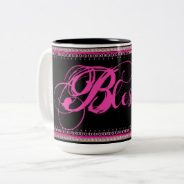 Gezegend! Koffiemok (Roze/Zwart) Tweekleurige Koffiemok