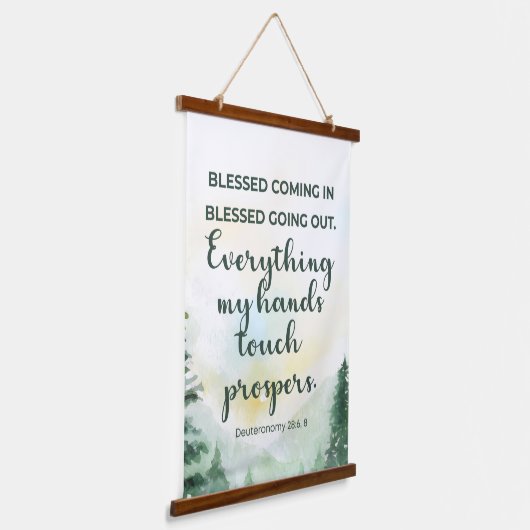 Gezegend komen en uitgaan, groene Waterverf Hangend Wandkleed (Gebogen)