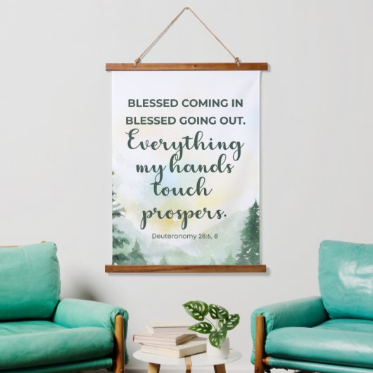 Gezegend komen en uitgaan, groene Waterverf Hangend Wandkleed (Woonkamer)