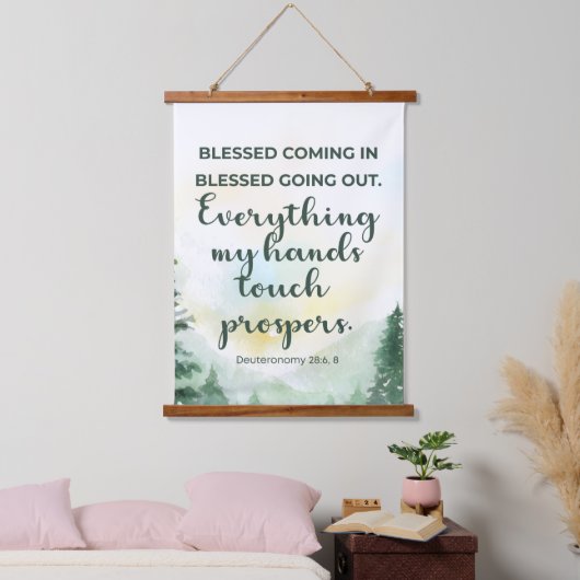 Gezegend komen en uitgaan, groene Waterverf Hangend Wandkleed (Slaapkamer)