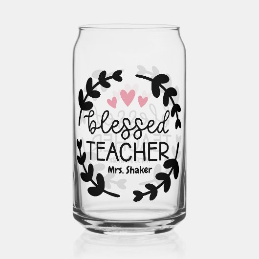 Gezegend Leraar Aangepaste Naam Leraar Waardering Blikvorm Glas (Achterkant)