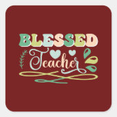 Gezegend Leraar Terug naar School Design Vierkante Sticker (Voorkant)