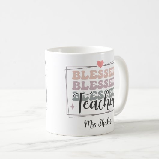 Gezegend Leraar Waardering Aangepaste Naam Dank u Koffiemok (Voorkant rechts)