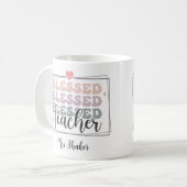 Gezegend Leraar Waardering Aangepaste Naam Dank u Koffiemok (Voorkant links)