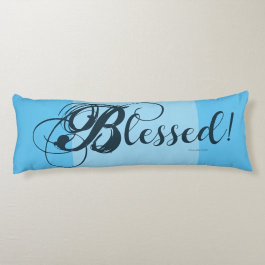 Gezegend! Lichaamskussen (blauw) (Achterkant)