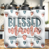 Gezegend Mama 3D Opgeblazen Puff Thermosbeker