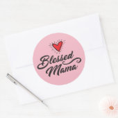 Gezegend Mama - Classic ronde Sticker, glanzend, L Ronde Sticker (Envelop)