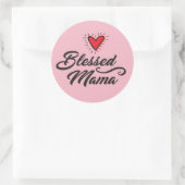 Gezegend Mama - Classic ronde Sticker, glanzend, L Ronde Sticker (Tas)