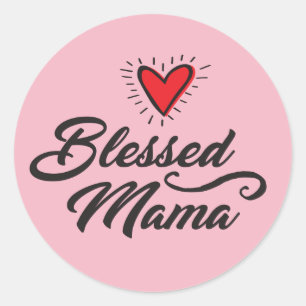 Gezegend Mama - Classic ronde Sticker, glanzend, L Sticker