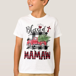 Gezegend Mamaw rood-geruite Kerstmis T-shirt