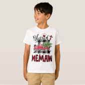 Gezegend Memaw rood-geruite Kerstmis T-shirt (Voorkant volledig)