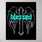 Gezegend met Cross & Angel Wings Poster (Voorkant)