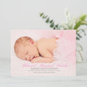 Gezegend met een meisje foto geboorte aankondiging (Staand voorkant)