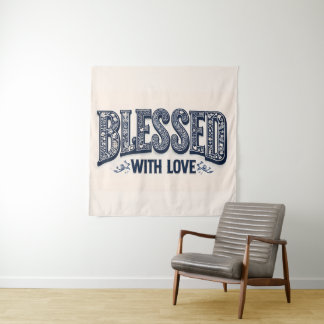 Gezegend met liefde (beige achtergrond) wandkleed
