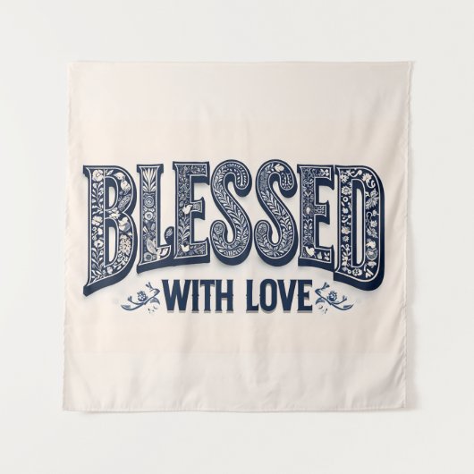 Gezegend met liefde (beige achtergrond) wandkleed (Voorkant)