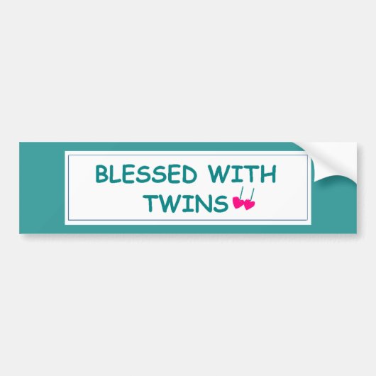 Gezegend met Twins Two Hearts Bumpersticker (Voorkant)