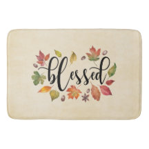 Gezegend met zwarte kalligrafie en herfstbladeren