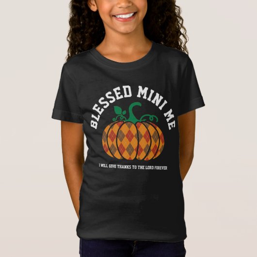 GEZEGEND MINI ME Plaid Pumpkin Thanksgiving Herfst T-shirt (Voorkant)