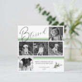 Gezegend Modern 5 Foto Groene Pine Branch Kerstmis Feestdagenkaart (Staand voorkant)