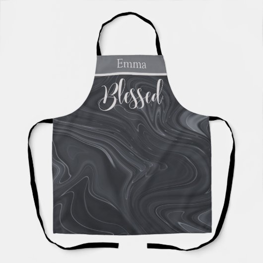 Gezegend Modern Script Faux Marble gepersonaliseer Schort (Voorkant)