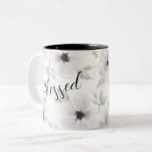 Gezegend Modern Zwart Wit Waterverf Bloemengeloof Tweekleurige Koffiemok (Voorkant links)