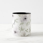 Gezegend Modern Zwart Wit Waterverf Bloemengeloof Tweekleurige Koffiemok (Center)