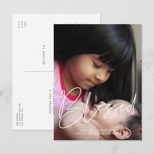 Gezegend Moderne minimalistische fotovakantie Briefkaart (Voorkant / Achterkant)