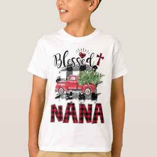 Gezegend Nana Rood-plaid Kerstmis T-shirt