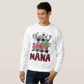 Gezegend Nana Rood-plaid Kerstmis Trui (Voorkant volledig)
