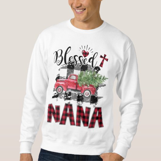 Gezegend Nana Rood-plaid Kerstmis Trui (Voorkant)