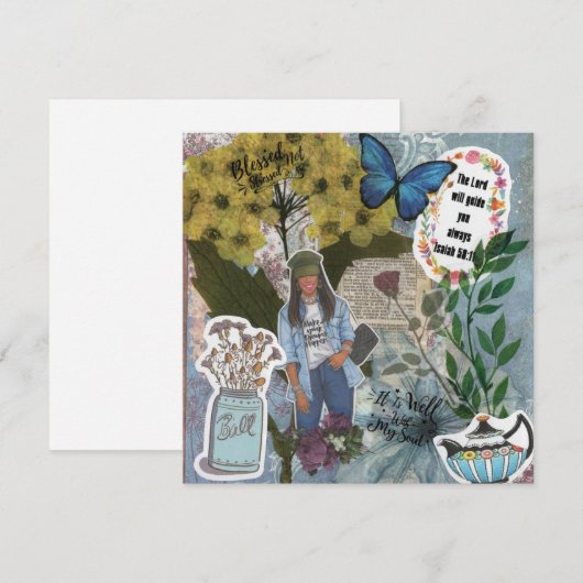 Gezegend niet gestrest plat Wenskaart (Voorkant / Achterkant)