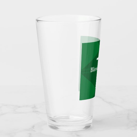 Gezegend Nieuwjaar Groen en Wit Kruis Christelijk Glas (Rechts)