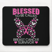 Gezegend om borstkanker overlevingsroze te noemen  muismat (Voorkant)