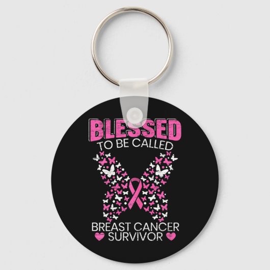 Gezegend om borstkanker overlevingsroze te noemen  sleutelhanger (Voorkant)