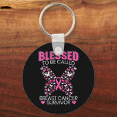 Gezegend om borstkanker overlevingsroze te noemen  sleutelhanger (Voorkant)