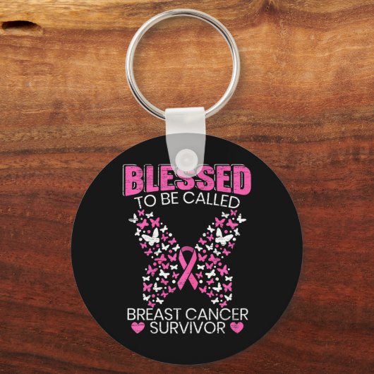 Gezegend om borstkanker overlevingsroze te noemen  sleutelhanger (Voorkant)