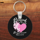 Gezegend om borstkanker overlevingsroze te noemen  sleutelhanger (Voorkant)