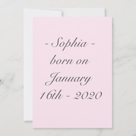 Gezegend om een zegenmeisje te zijn aankondiging (Achterkant)