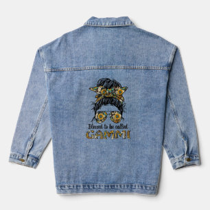 Gezegend om Gammi Messy Bun Leopard Mothe te heten Denim Jacket