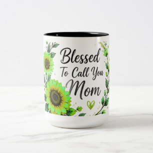 Gezegend om jou mama zonnebloem te noemen  tweekleurige koffiemok