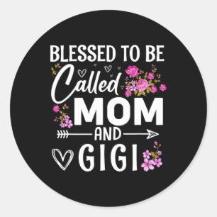 Gezegend om mama en Gigi Moederdag Flo genoemd te Ronde Sticker