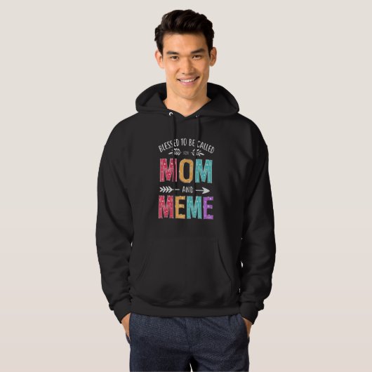 Gezegend om mama en meme grappige moeders dag te w hoodie (Voorkant volledig)