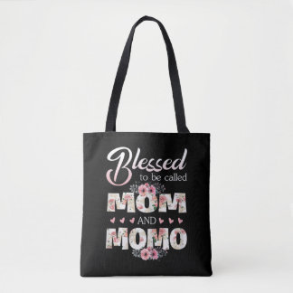 Gezegend om mama en momo kleurrijk genoemd te word tote bag