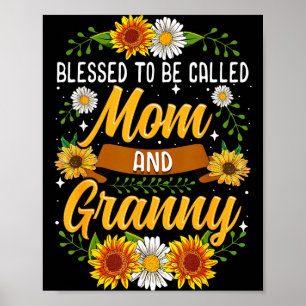 Gezegend om mama en oma te worden T-shirt Cute Sun Poster