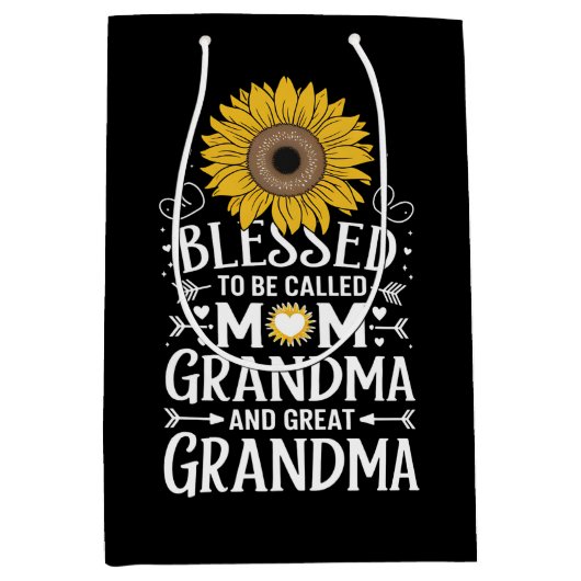 Gezegend om mama oma Great Sunflower te mogen hete Medium Cadeauzakje (Voorkant)